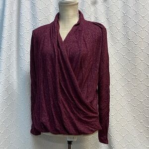 Philosophy size medium Heather Burgundy‎ Cowl Neck wrap Sweater stretch layer